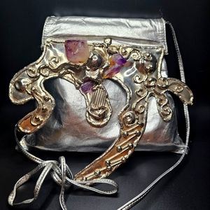 Vintage Silver Copa Collection Purse with Metal and Amethysts accents